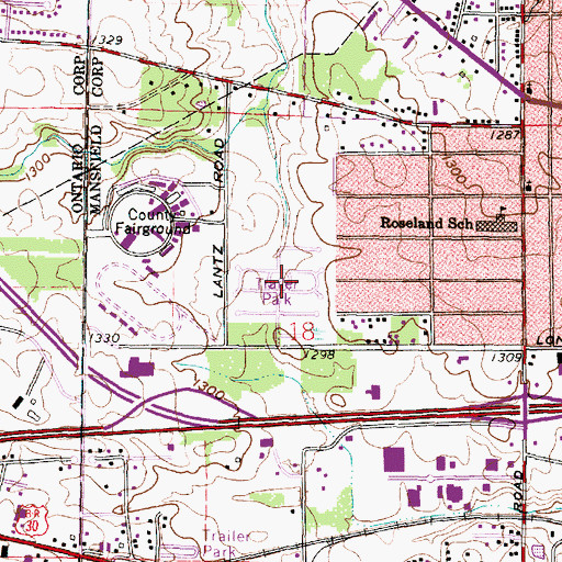 Topographic Map of Woodside Estates Mobile Home Park, OH