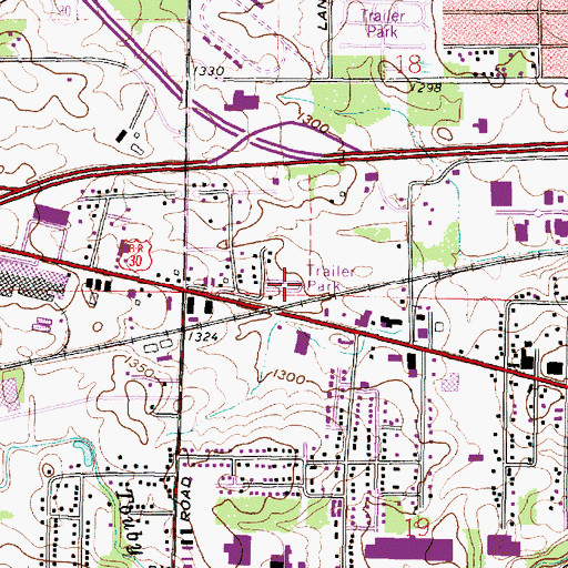Topographic Map of Sunnyview, OH