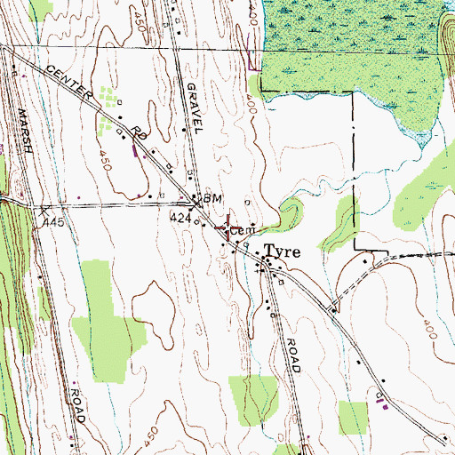 Topographic Map of Tyre City Cemetery, NY