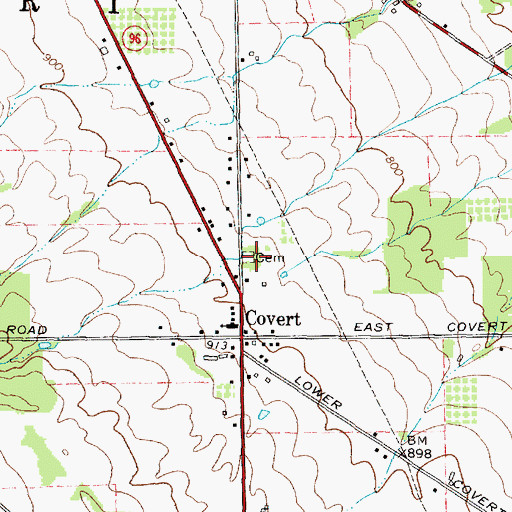 Topographic Map of Old Covert Cemetery, NY
