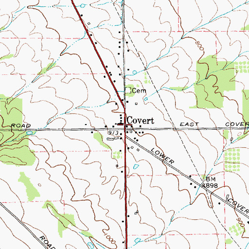 Topographic Map of Covert Baptist Church, NY