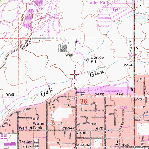 Topographic Map of Wilson Creek, CA
