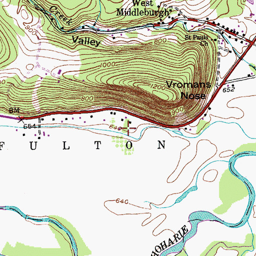 Topographic Map of Bohringers Fruit Farm, NY