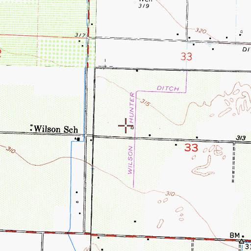 Topographic Map of Wilson Hunter Ditch, CA