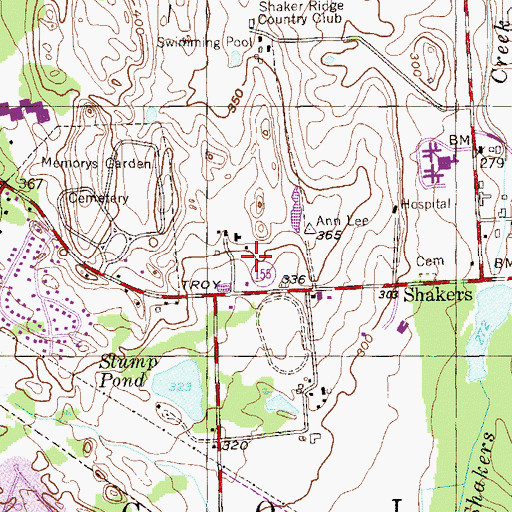Topographic Map of West Shaker Farm And Greenhouses, NY