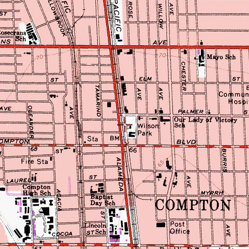 Topographic Map of Wilson Park, CA