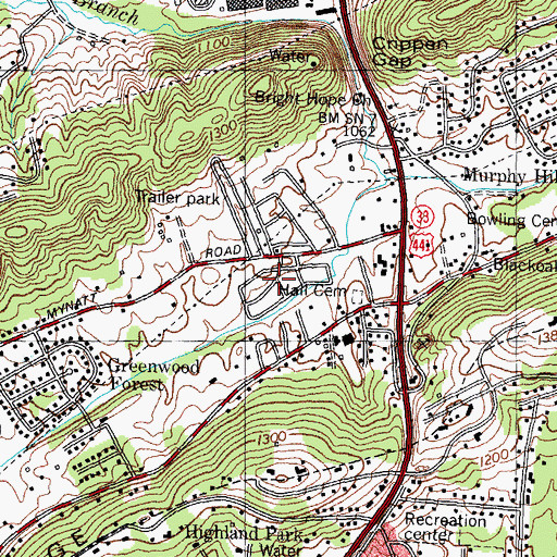 Topographic Map of Northridge Estates, TN