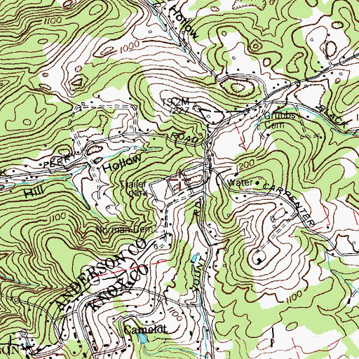Topographic Map of Cumberland View Mobile Home Park, TN