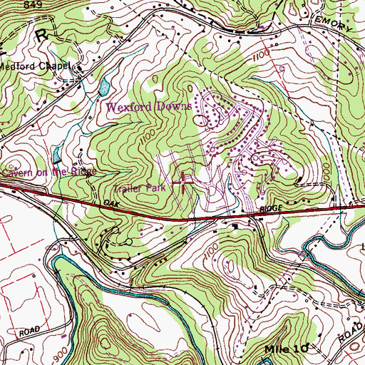 Topographic Map of Beaver Creek Estates, TN