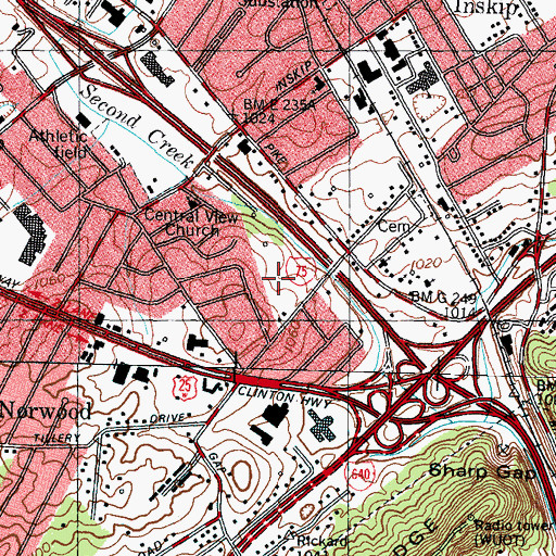 Topographic Map of Tillery Drive Mobile Home Park, TN