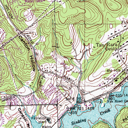 Topographic Map of Concord Trailer Park, TN