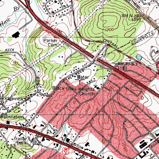 Topographic Map of Fults Trailer Park, TN