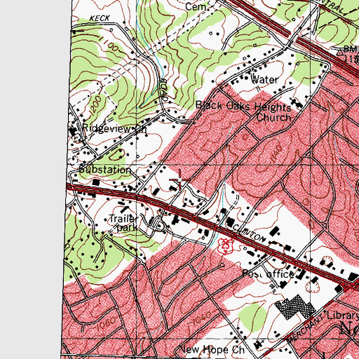 Topographic Map of Pinewood Trailer Park, TN