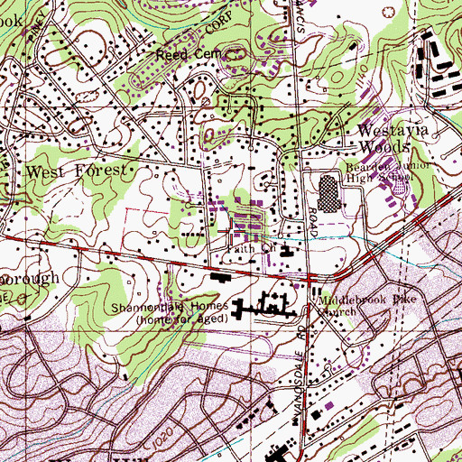 Topographic Map of Piney Grove Mobile Home Park, TN