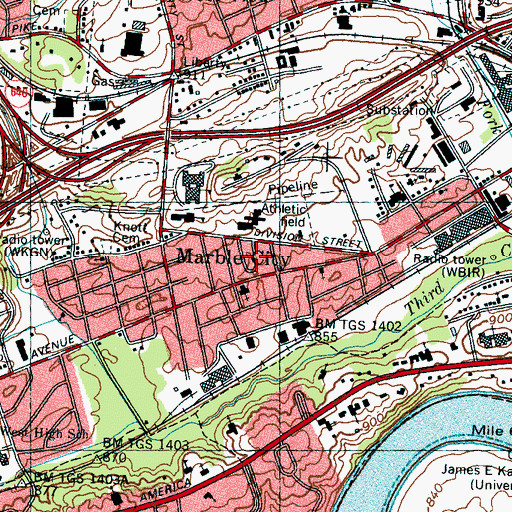 Topographic Map of Spur Trailer Park, TN