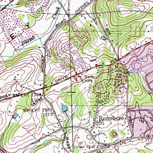 Topographic Map of West Knoxville Mobile Park, TN