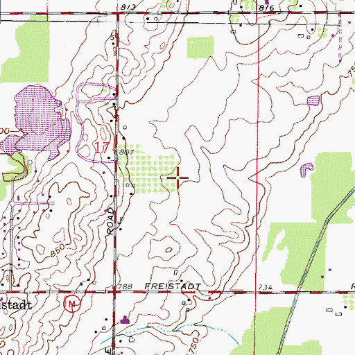 Topographic Map of Barthel Fruit Farm, WI