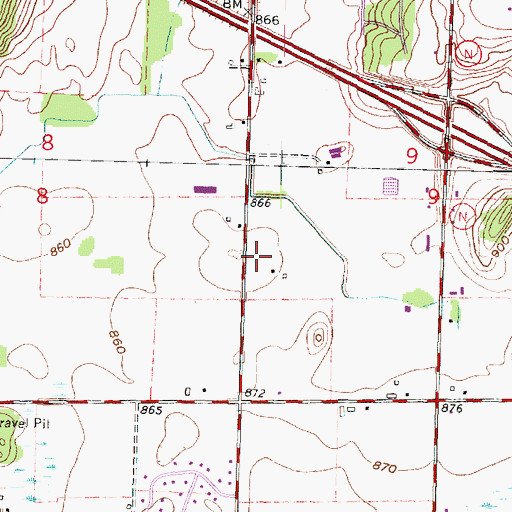 Topographic Map of Greens Orchard, WI