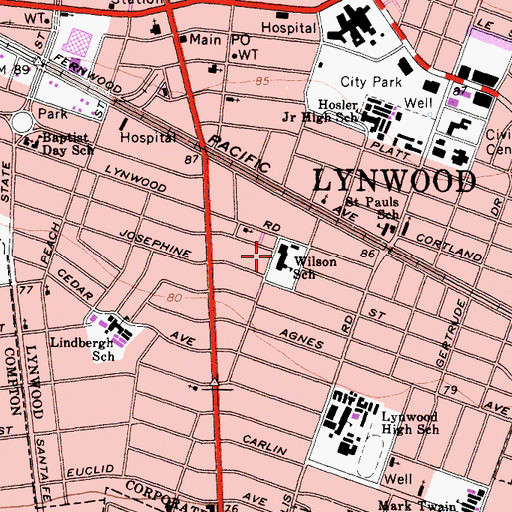 Topographic Map of Wilson Elementary School, CA