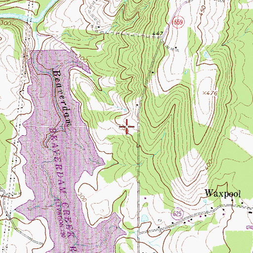 Topographic Map of Edgar Tillett Memorial Park, VA
