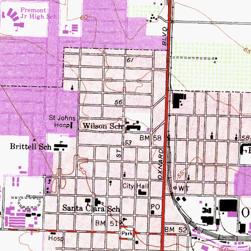 Topographic Map of Wilson School, CA