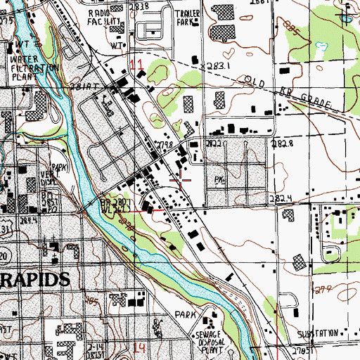Topographic Map of Fred Meijer White Pine Trail State Park, MI