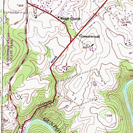 Topographic Map of Greenwood Farm, MD