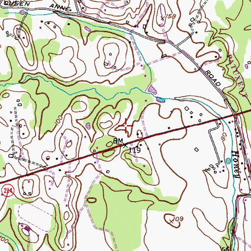 Topographic Map of Queen Anne Farm, MD