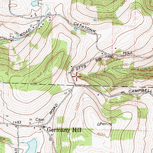 Topographic Map of Klossner Farms, NY