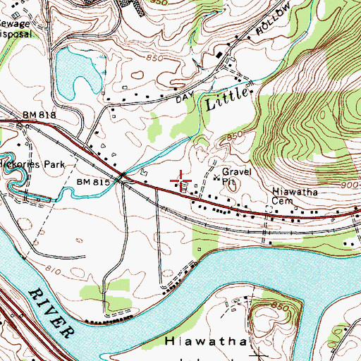 Topographic Map of Tioga Gardens, NY