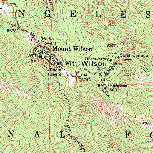 Topographic Map of Mount Wilson, CA