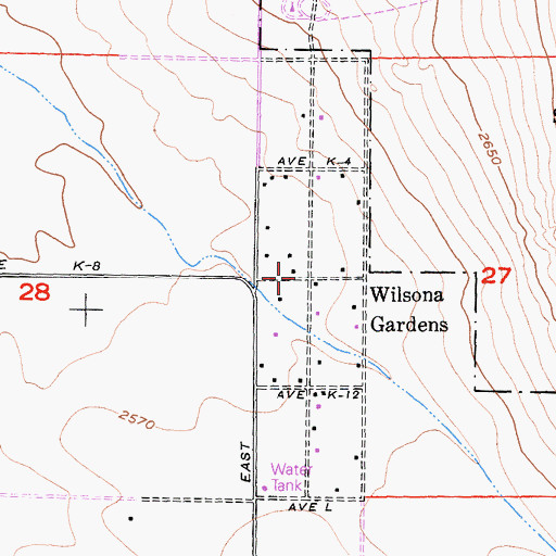 Topographic Map of Wilsona Gardens, CA