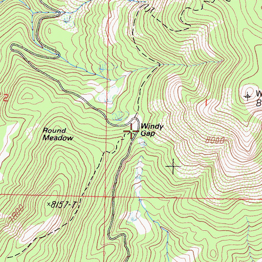 Topographic Map of Windy Gap, CA