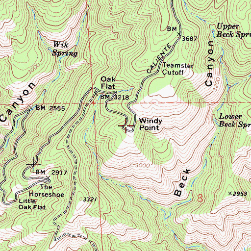 Topographic Map of Windy Point, CA