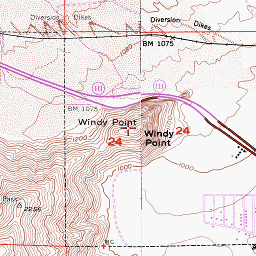 Topographic Map of Windy Point, CA