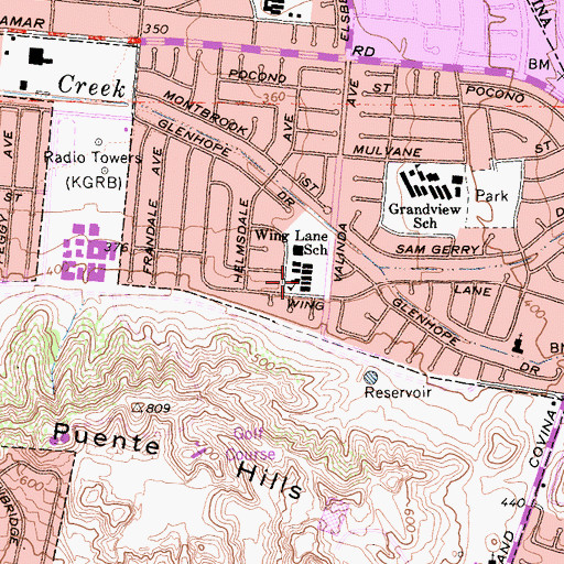 Topographic Map of Wing Lane Elementary School, CA