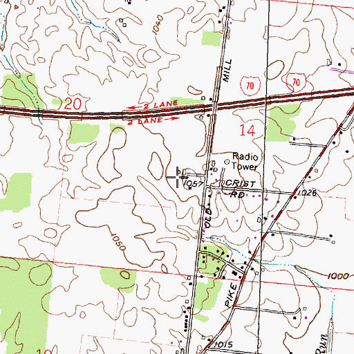 Topographic Map of Jersey Manor Farms, OH