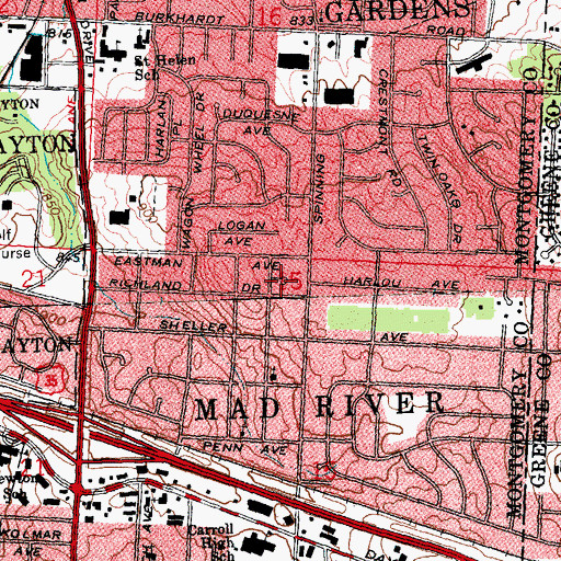 Topographic Map of Sherman's Trailer Park, OH