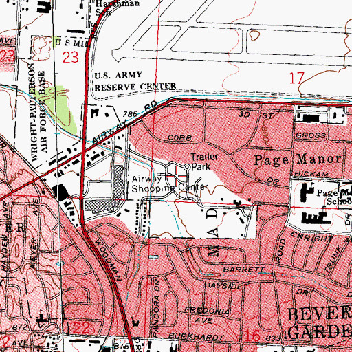 Topographic Map of Wright Patterson Mobile Home Park, OH