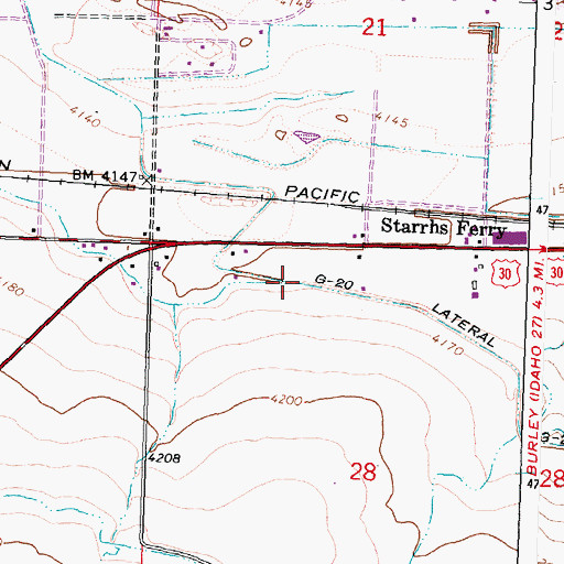 Topographic Map of G Waste, ID