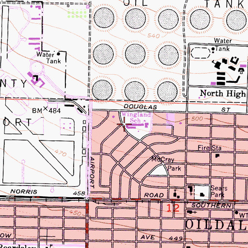 Topographic Map of Wingland Elementary School, CA