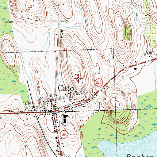 Topographic Map of Union Hill Cemetery, NY