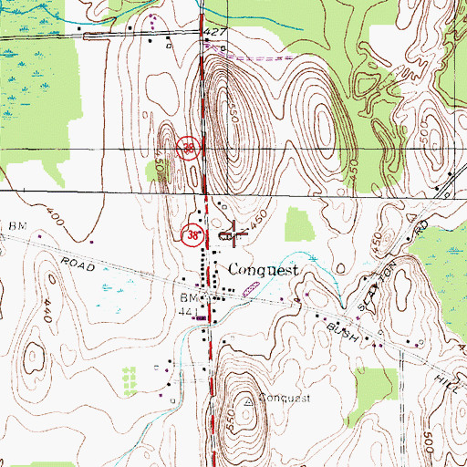 Topographic Map of Conquest Village Cemetery, NY
