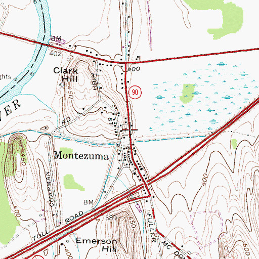 Topographic Map of Old Montezuma Cemetery, NY
