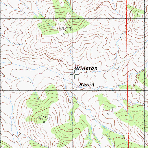 Topographic Map of Winston Basin, CA