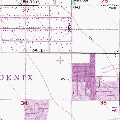 Topographic Map of Union Hills Manor, AZ