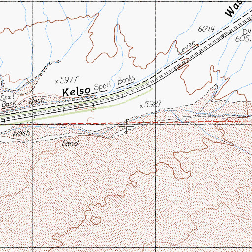 Topographic Map of Winston Wash, CA