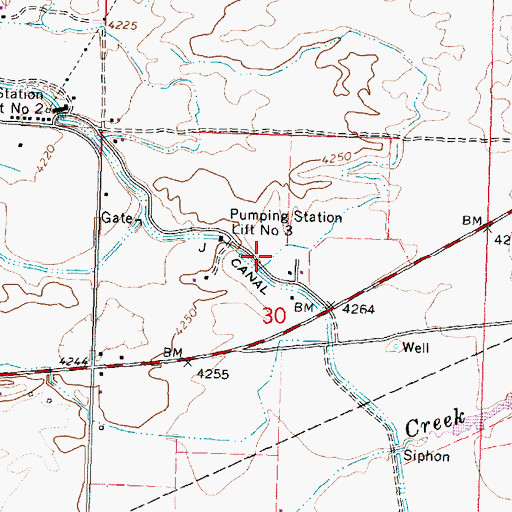 Topographic Map of J 1 Lateral, ID