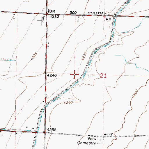 Topographic Map of J 16 Lateral, ID