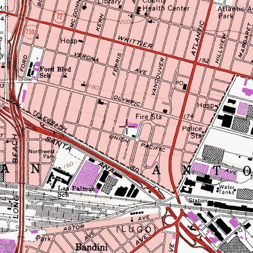 Topographic Map of Winter Gardens Elementary School, CA